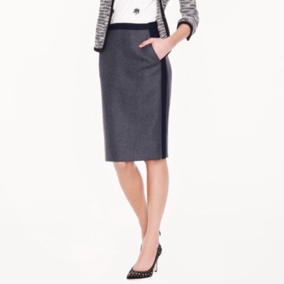 J. Crew tipped pencil skirt in double serge wool colorblock - Picture 2 of 8